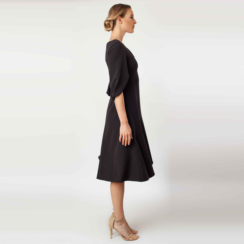 Tulip Sleeve T-length Fit & Flare Dress