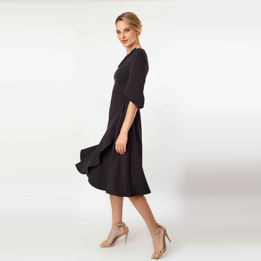 Tulip Sleeve T-length Fit & Flare Dress