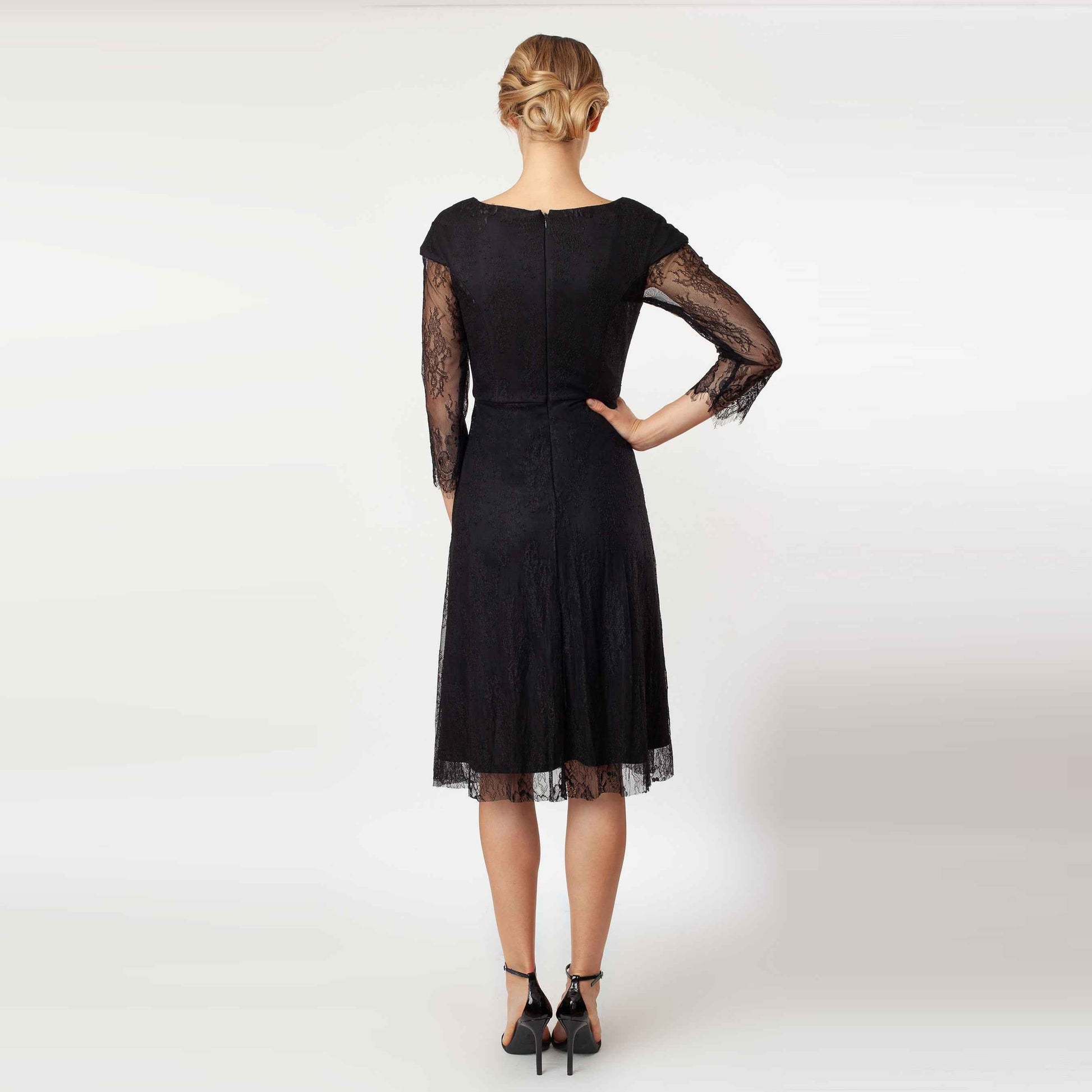 Pleated Center Fit & Flare Dress