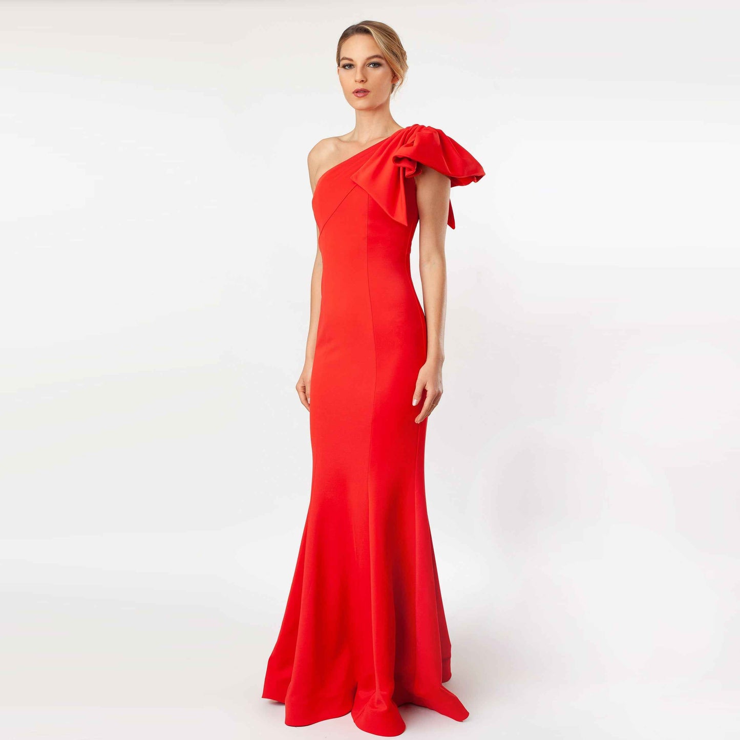 One Shoulder Bow Sleeve Gown