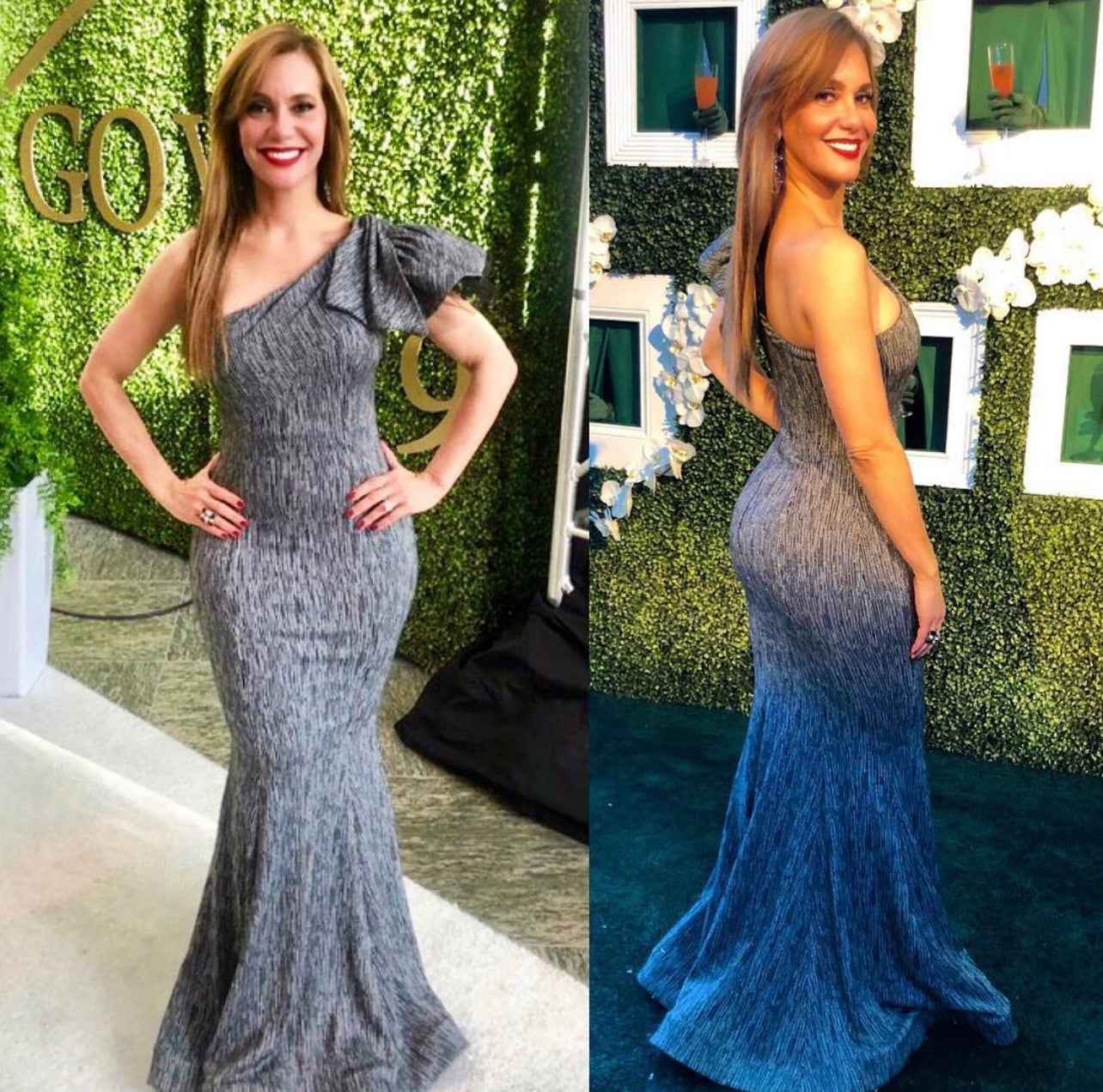 One Shoulder Bow Sleeve Gown