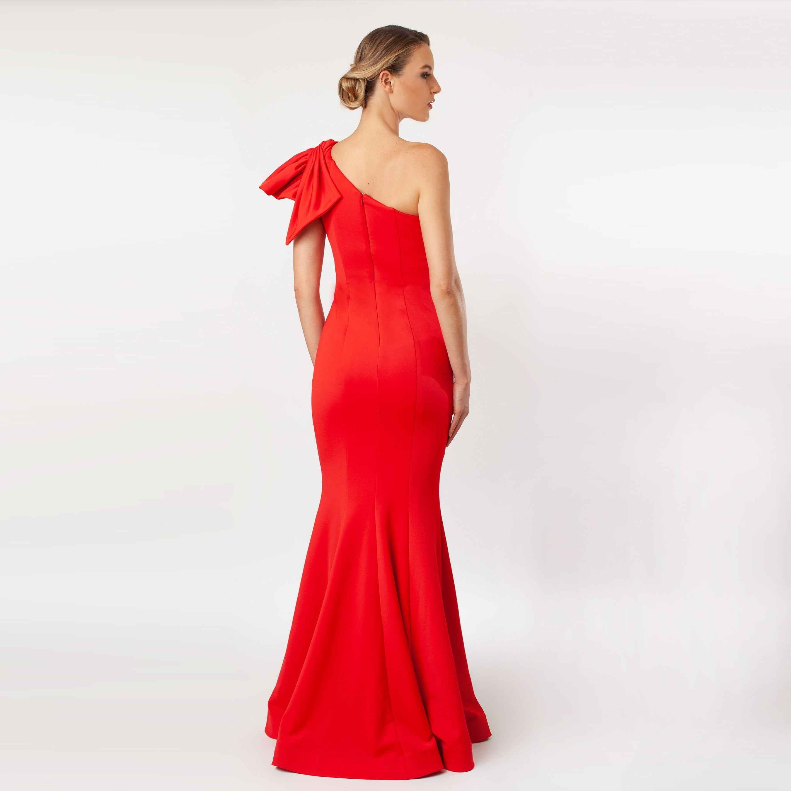One Shoulder Bow Sleeve Gown