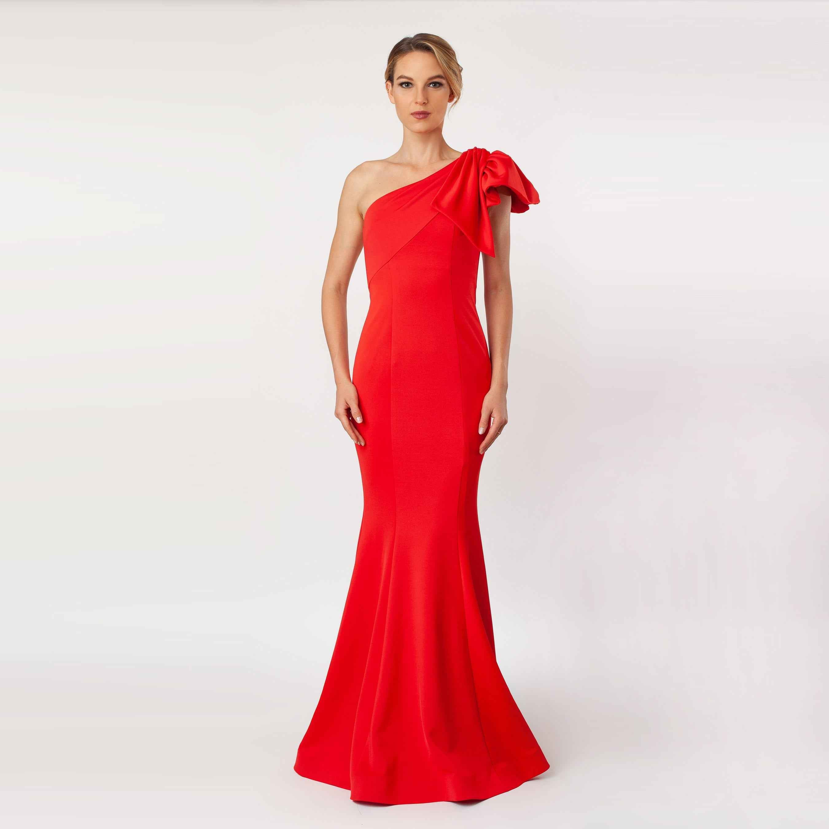 One Shoulder Bow Sleeve Gown