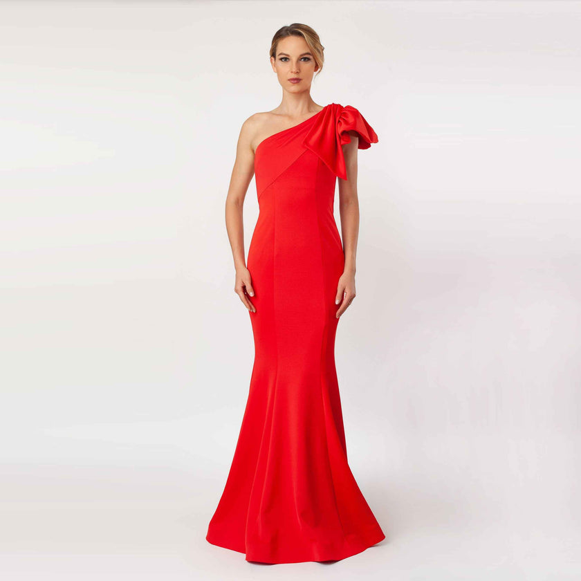 One Shoulder Bow Sleeve Gown