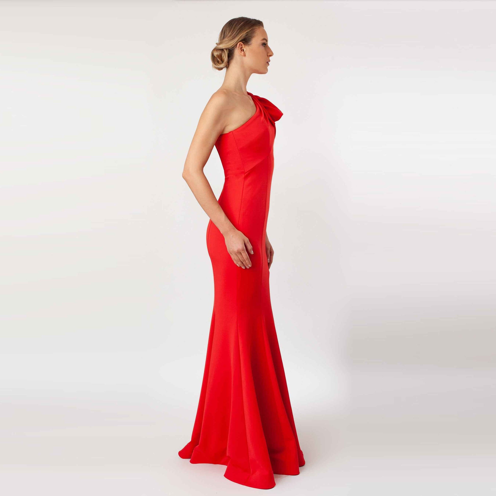 One Shoulder Bow Sleeve Gown