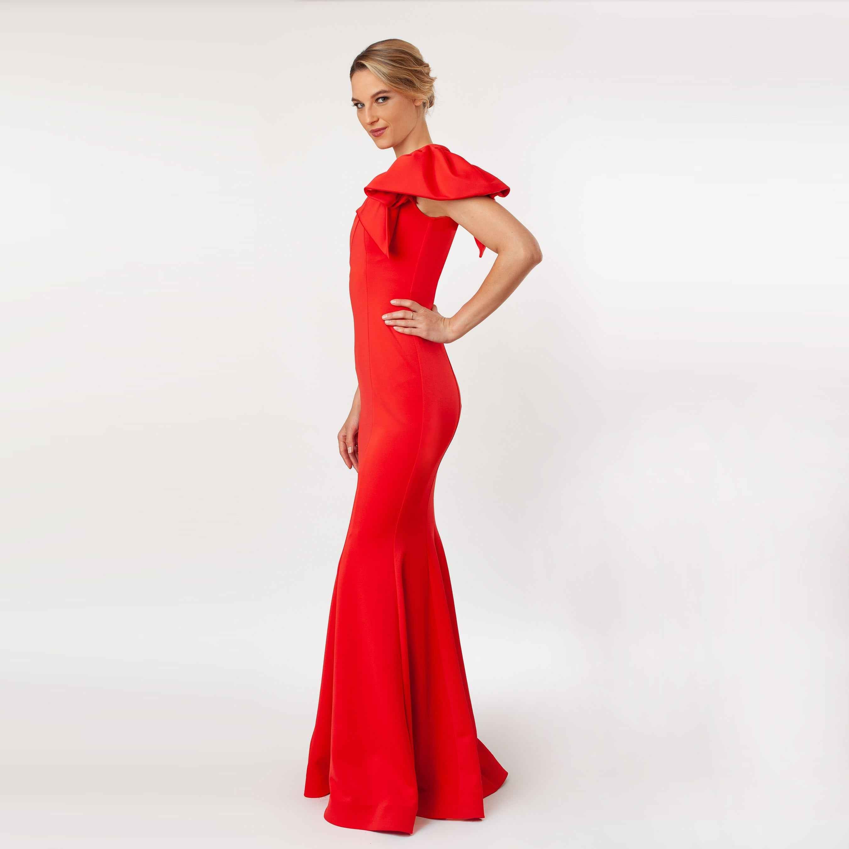 One Shoulder Bow Sleeve Gown