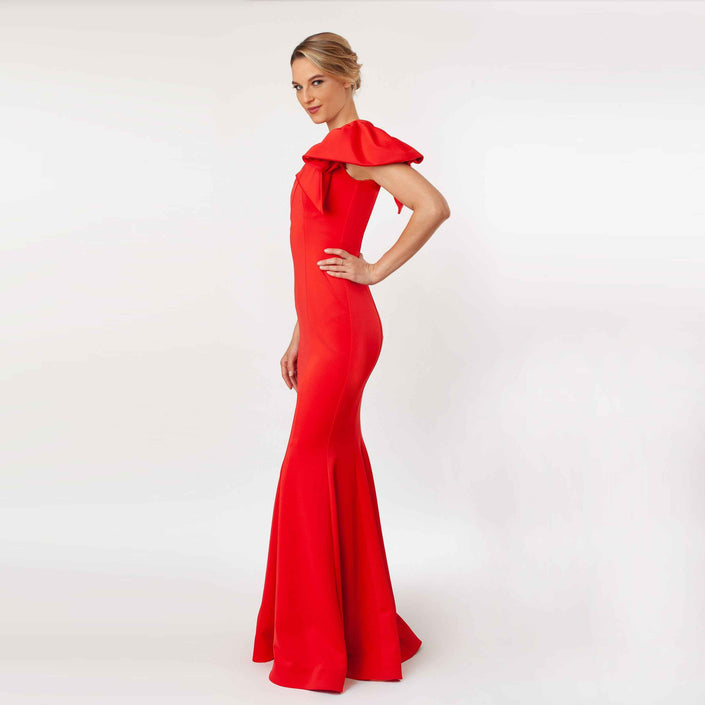 One Shoulder Bow Sleeve Gown