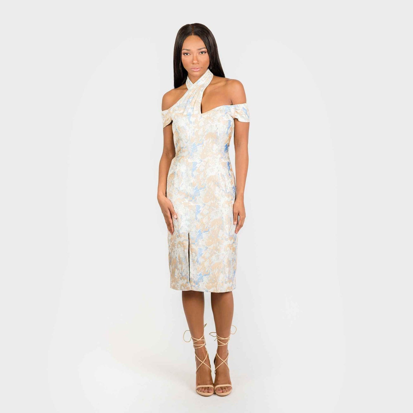 Asymmetric Halter Off The Shoulder Sheath