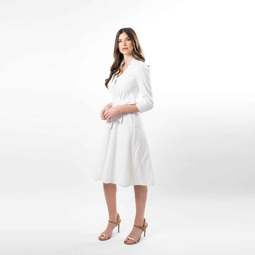 Button Down Fit & Flare Shirt Dress