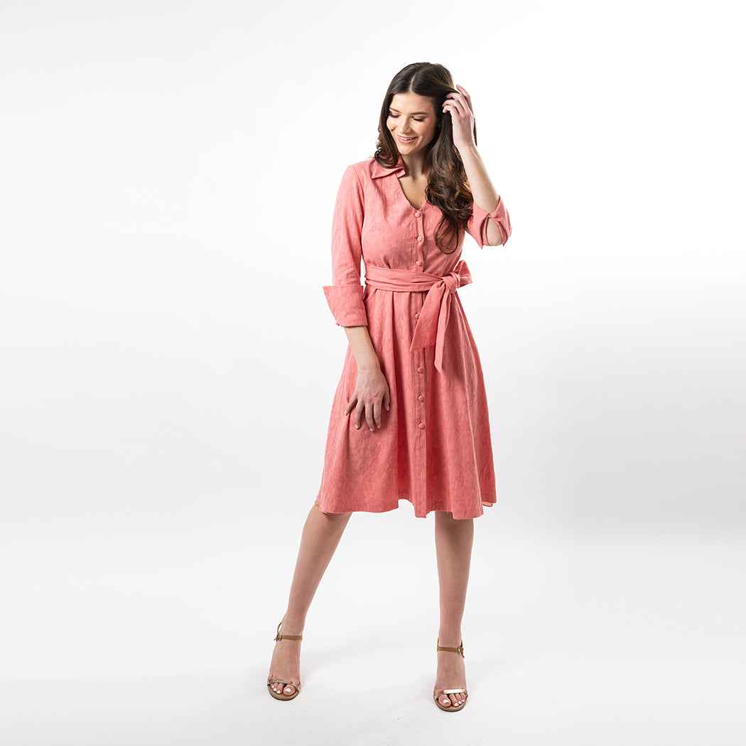 Button Down Fit & Flare Shirt Dress