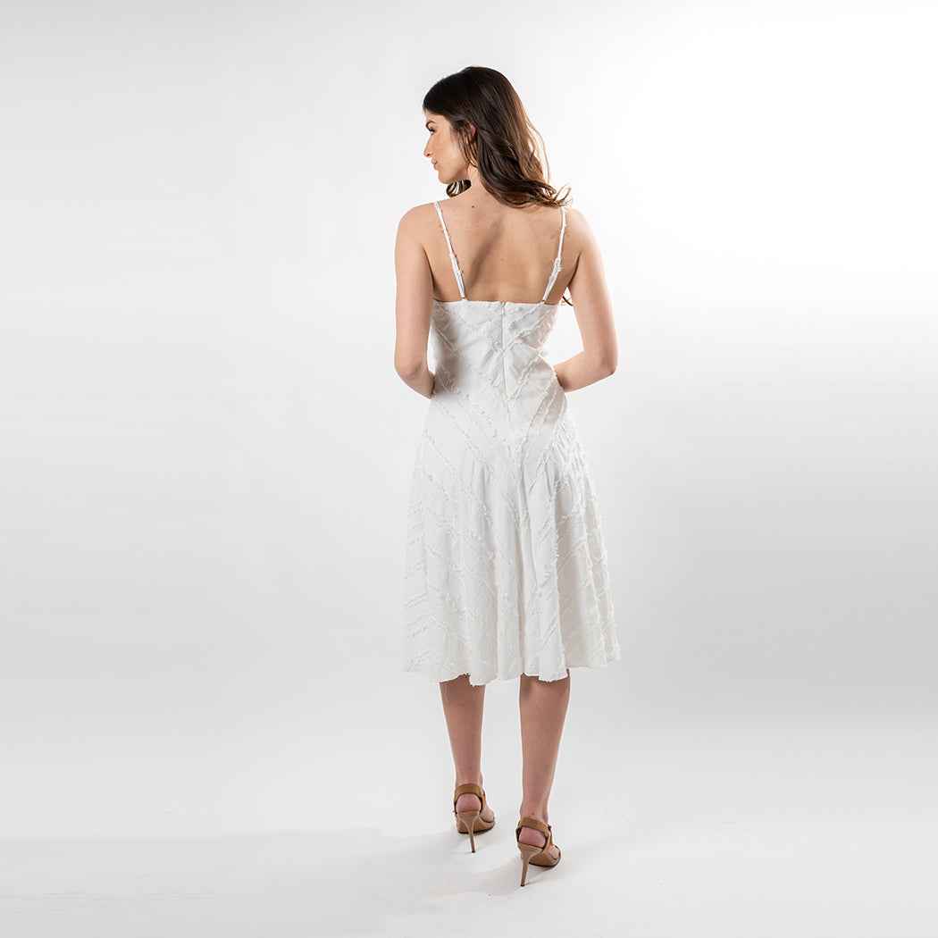 Spaguetti Strap Mitered Fringe Dress