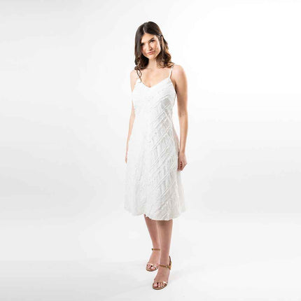 Spaguetti Strap Mitered Fringe Dress