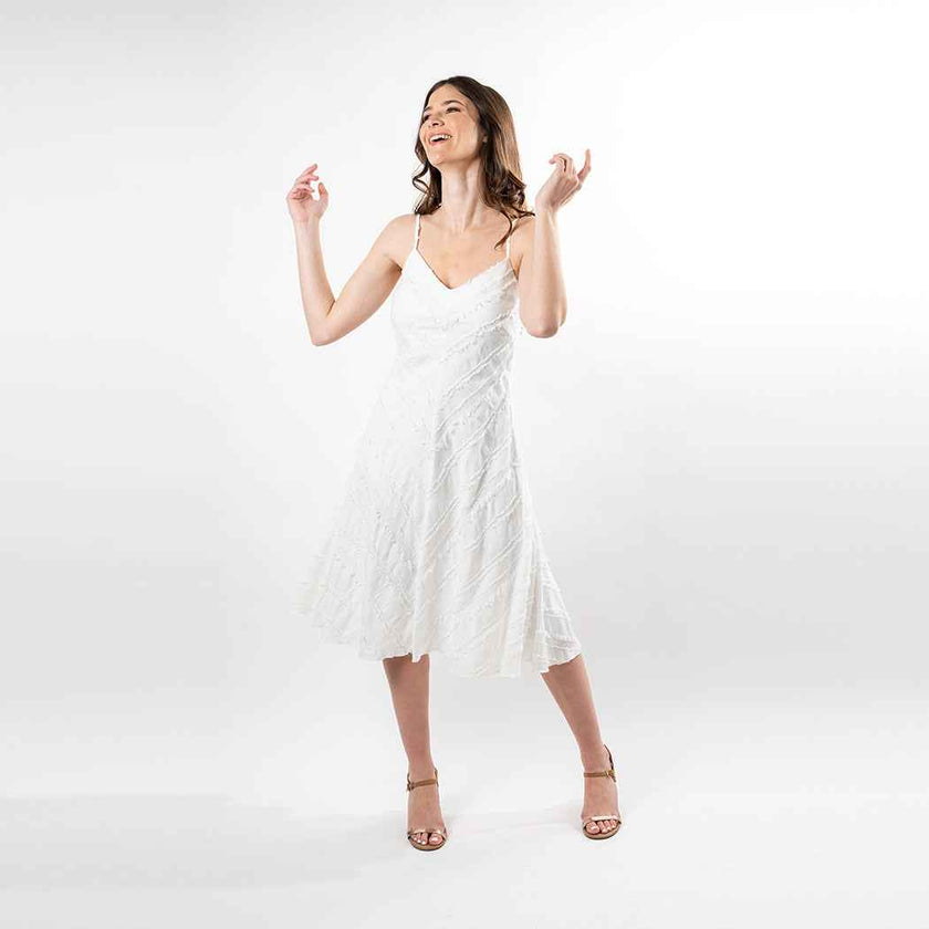 Spaguetti Strap Mitered Fringe Dress