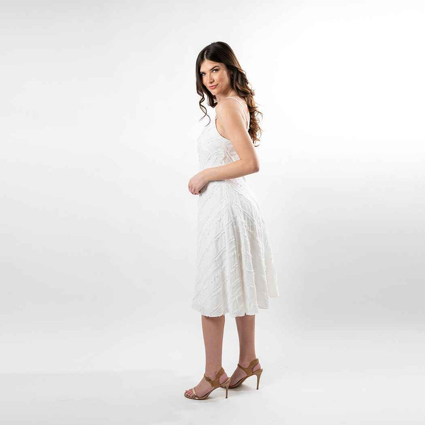 Spaguetti Strap Mitered Fringe Dress