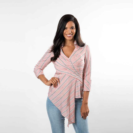 Asymmetric Hem Wrap Shirt