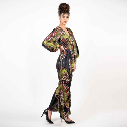 Shirred Leg Surplice Jumpsuit