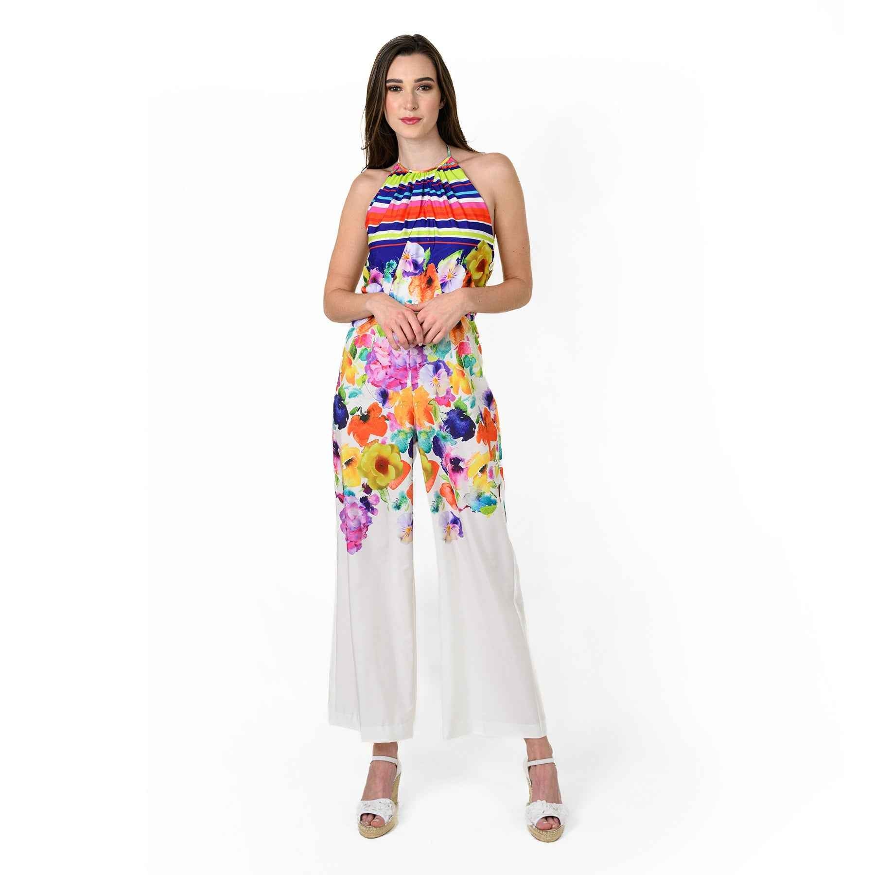 Halter Engineered Print Jumpsuit