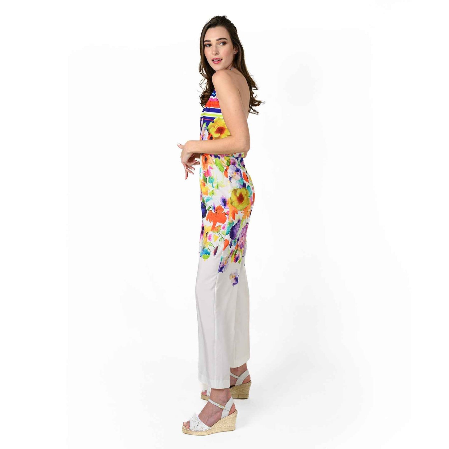 Halter Engineered Print Jumpsuit