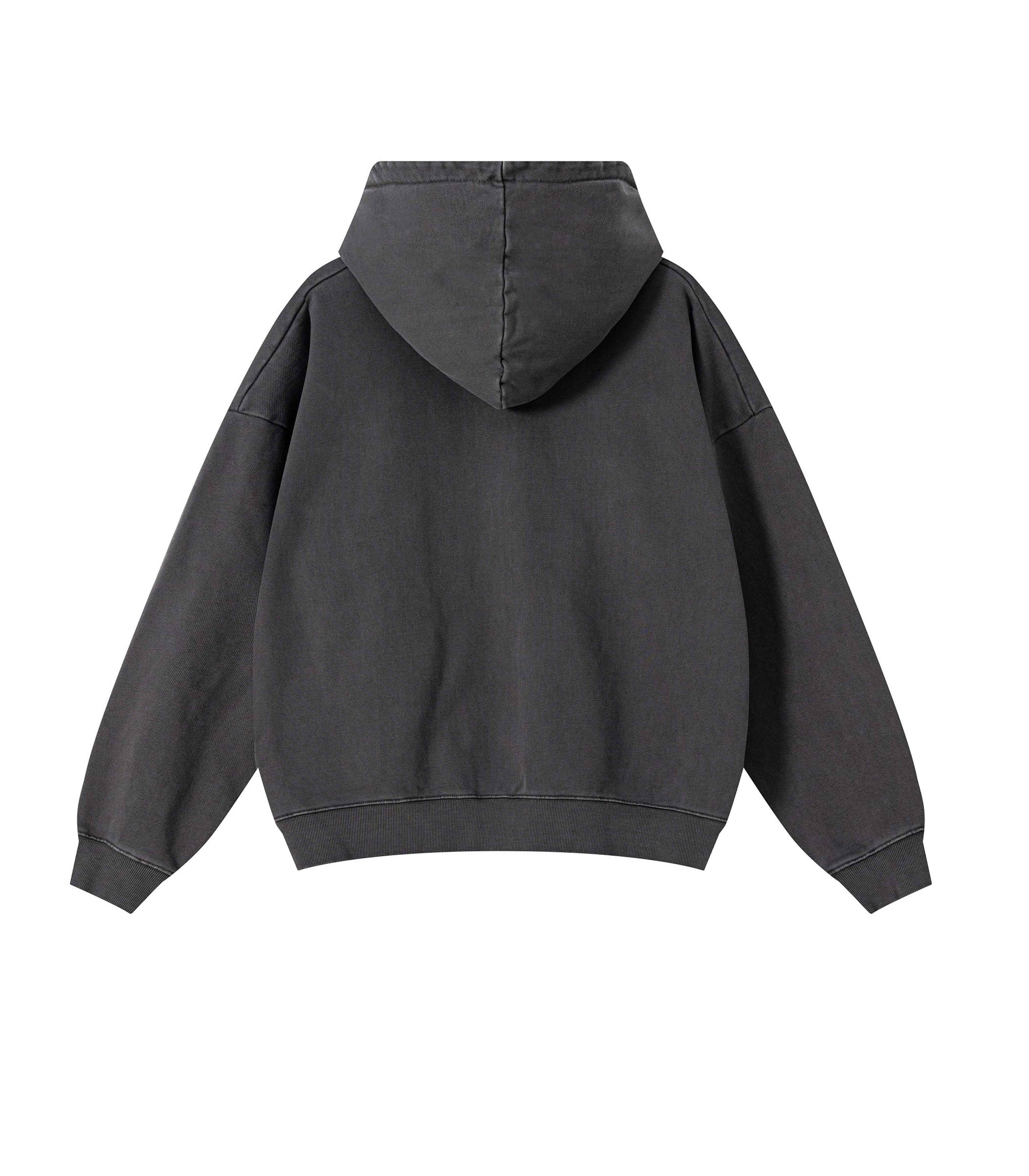 GREY VINTAGE WASH ZIP HOODIE