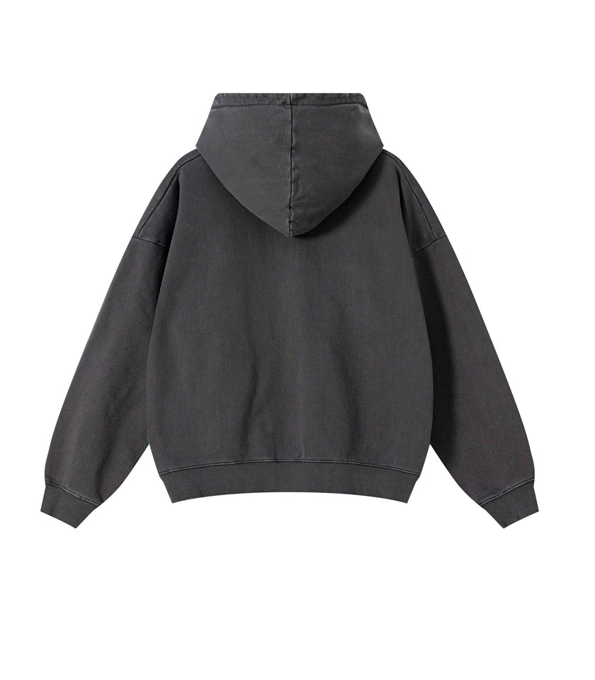 GREY VINTAGE WASH ZIP HOODIE