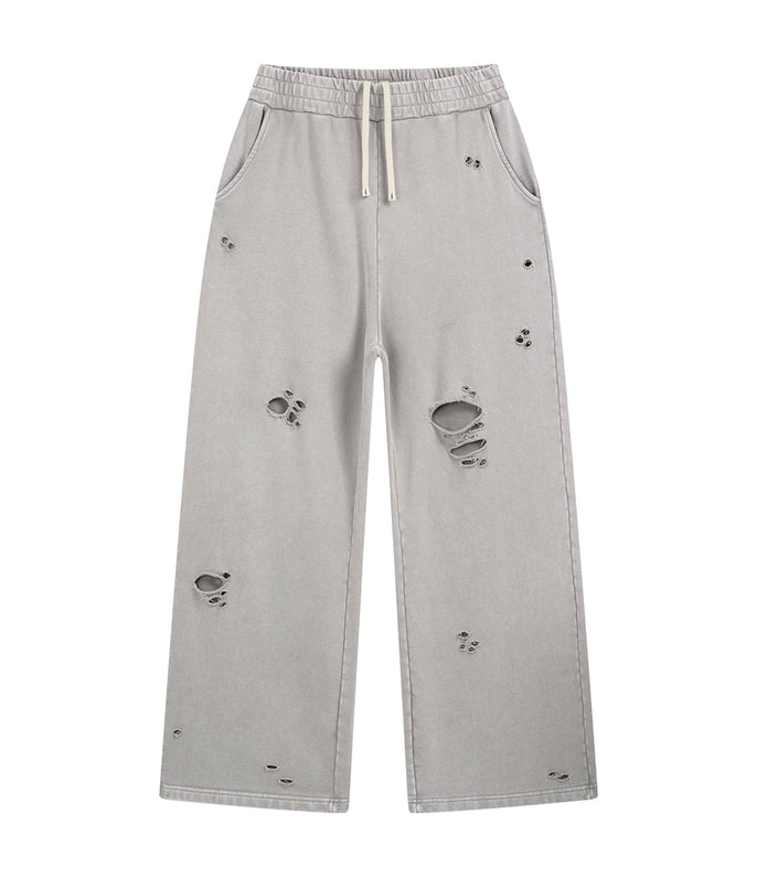GREY DESTROYED SWEATPANTS