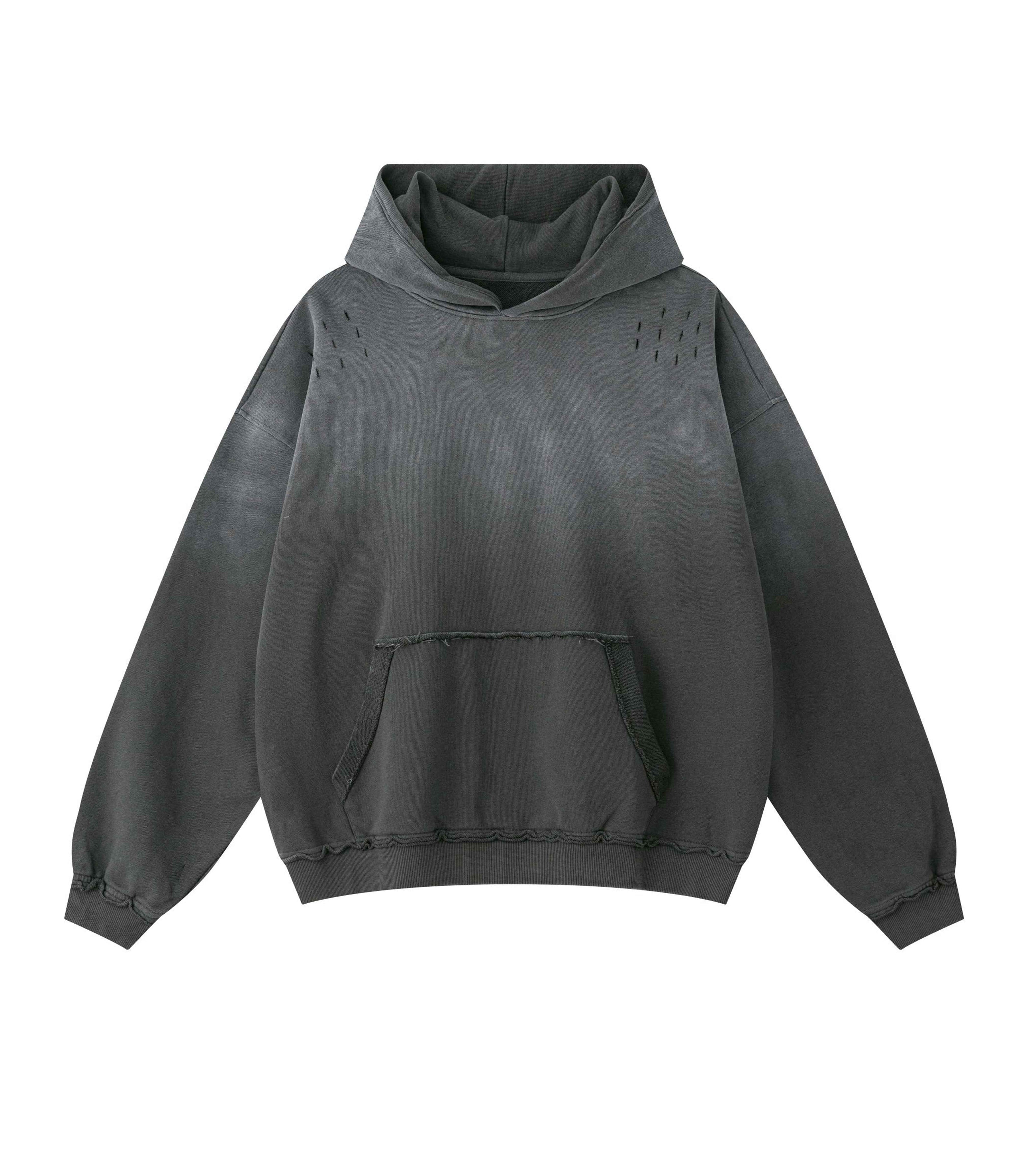 GREY DISTRESSED HOODIE