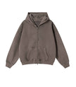 BROWN VINTAGE WASH ZIP HOODIE