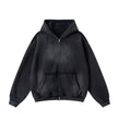 NOIR DISTRESSED ZIP HOODIE