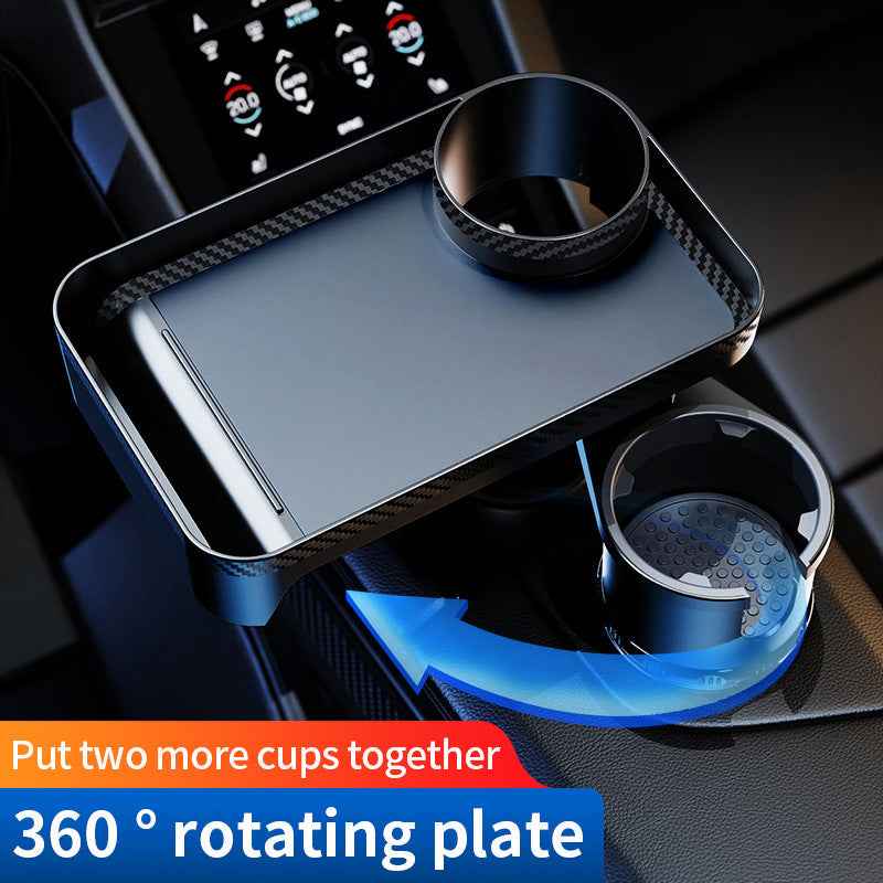 Car 360-Degree Rotating Dinner Plate Car Beverage Coffee Burger Water Cup Small Table Rack