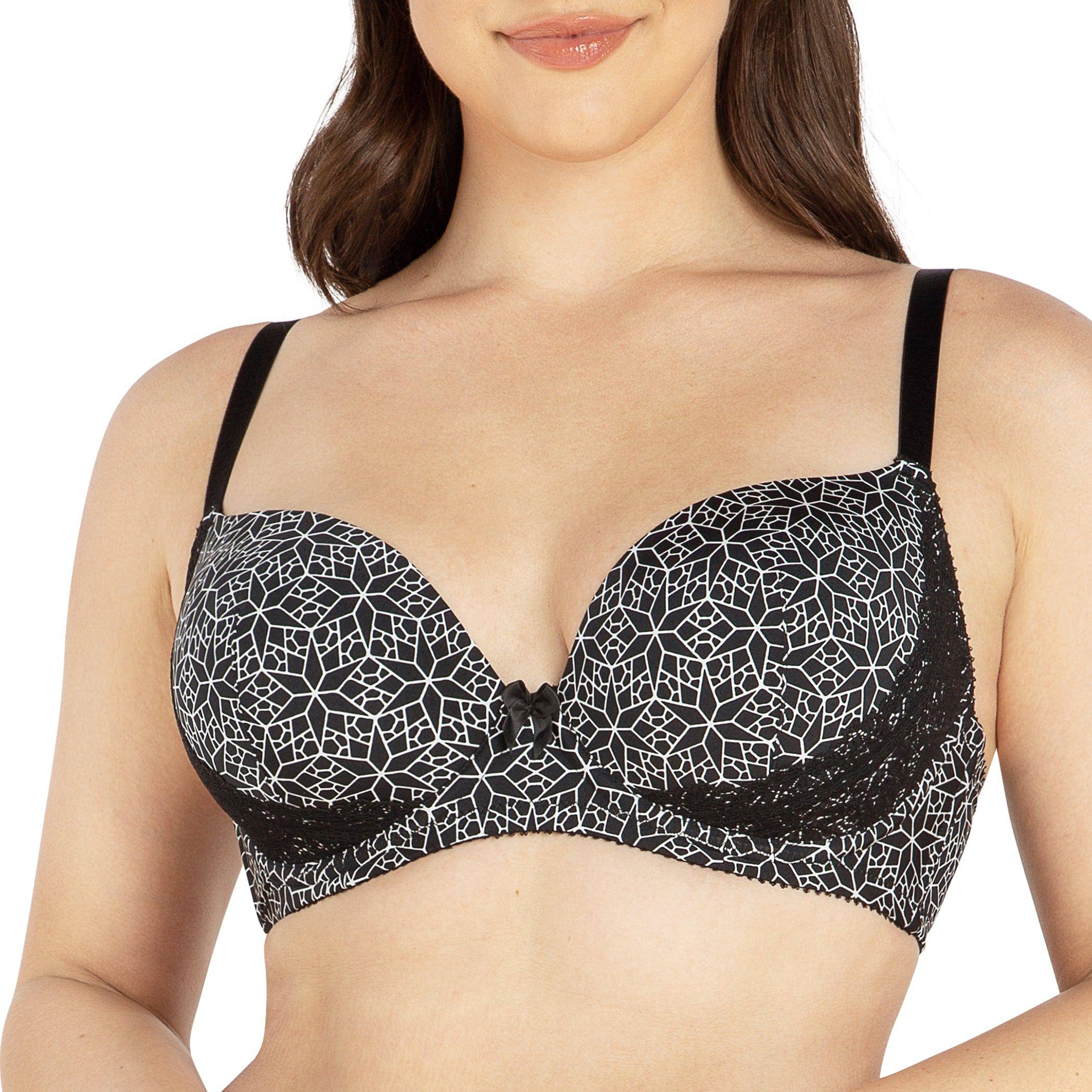 Casey Full Bust Padded Plunge T-Shirt Bra - Mosaic Black