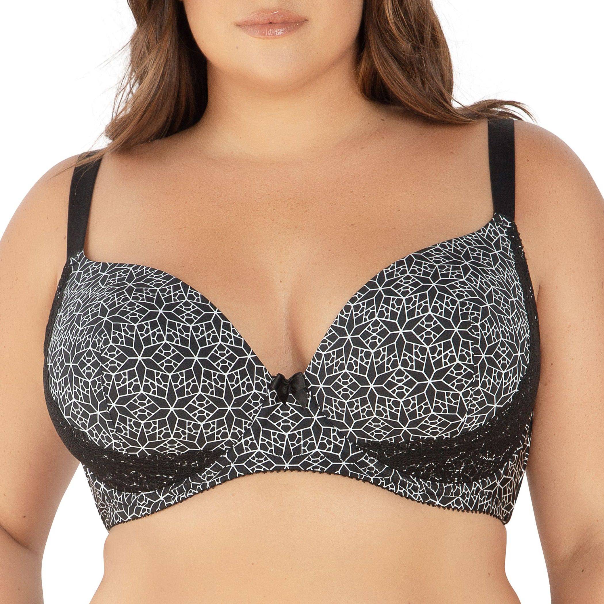 Casey Full Bust Padded Plunge T-Shirt Bra - Mosaic Black