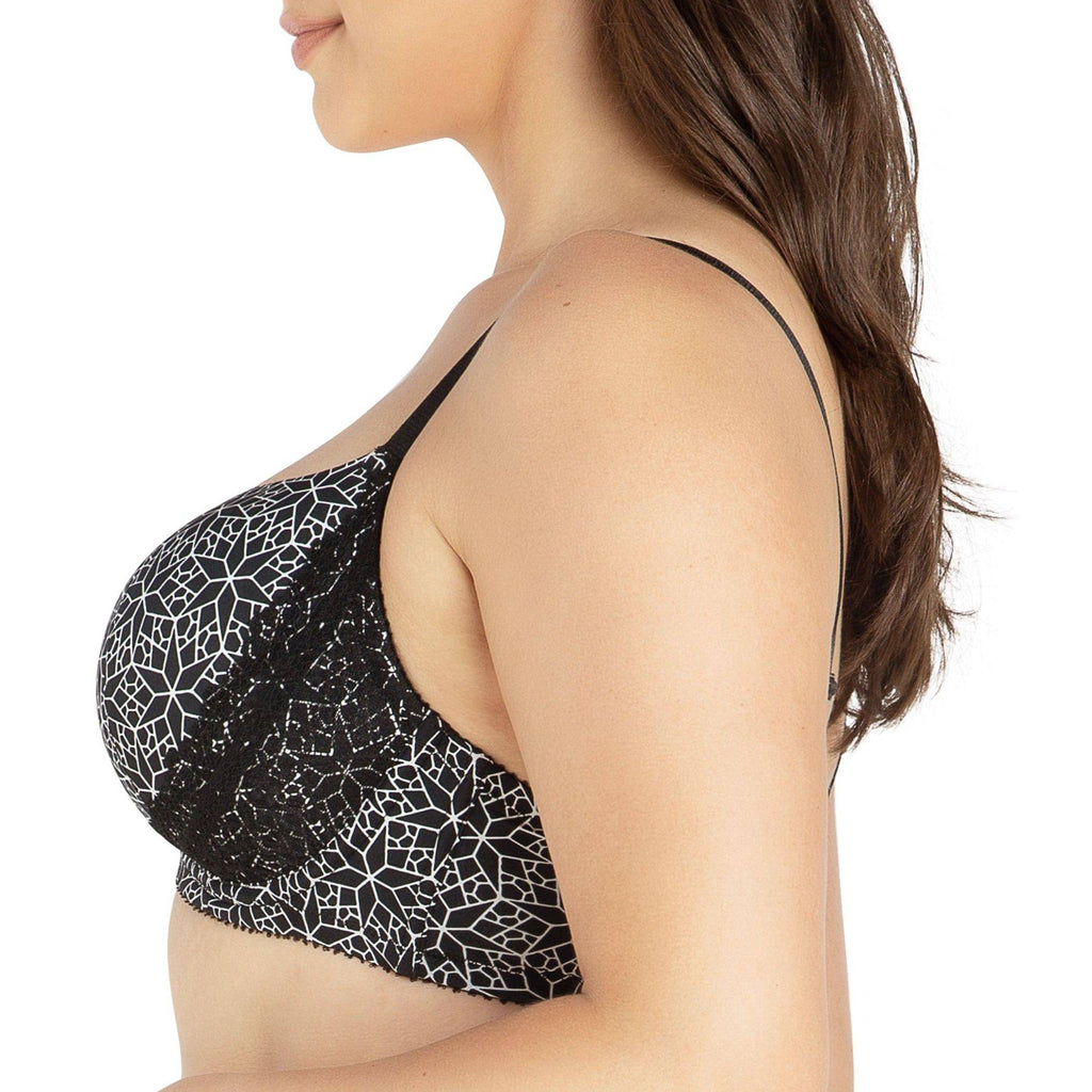 Casey Full Bust Padded Plunge T-Shirt Bra - Mosaic Black