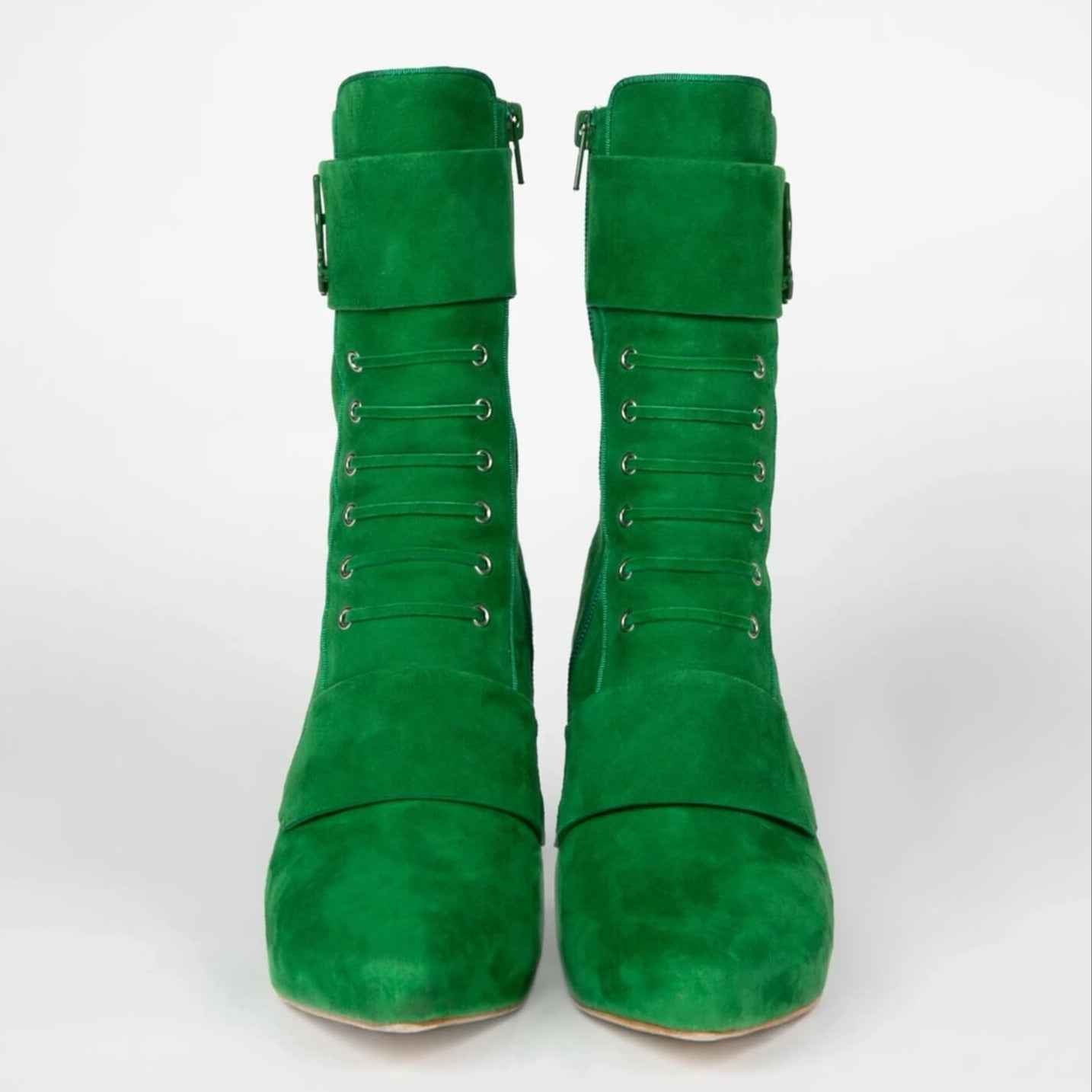 Michaela V Marta Green Suede Boots