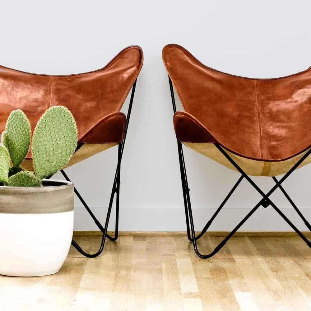 The Cognac Vintage Butterfly Chair