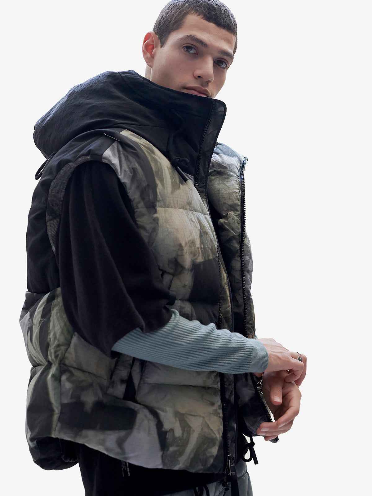 Hooded Down Vest - Rekall Tie