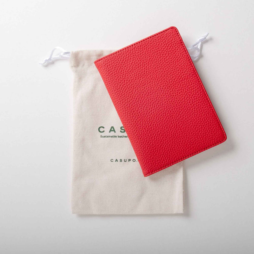 Leather Passport Wallet with RFID - Red