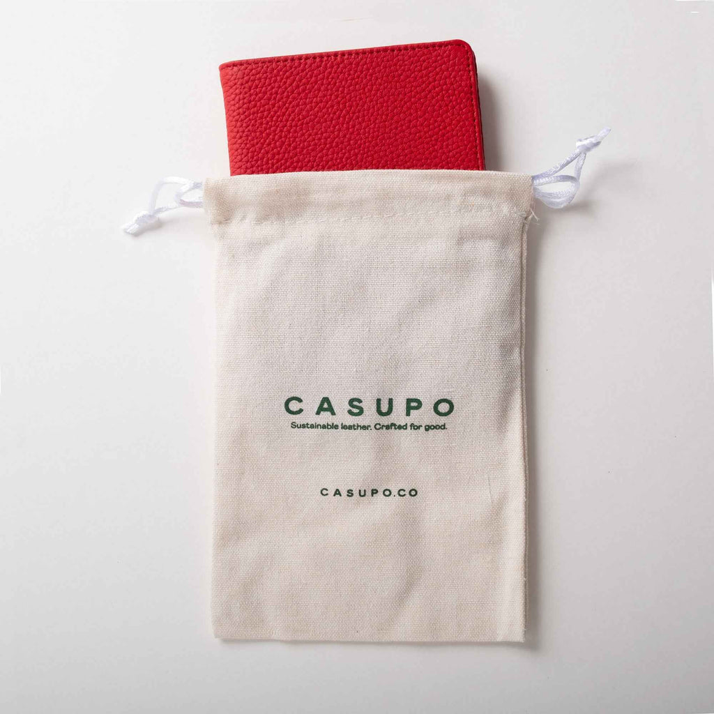 Leather Passport Wallet with RFID - Red