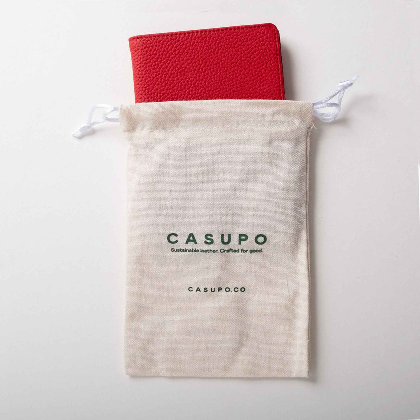 Leather Passport Wallet with RFID - Red