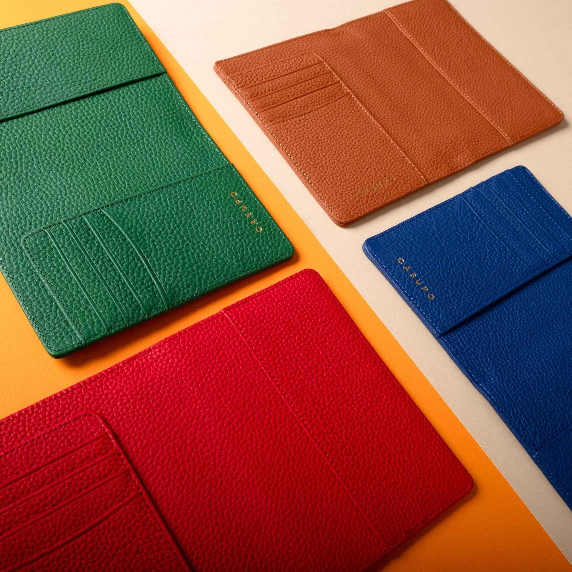 Leather Passport Wallet with RFID - Green