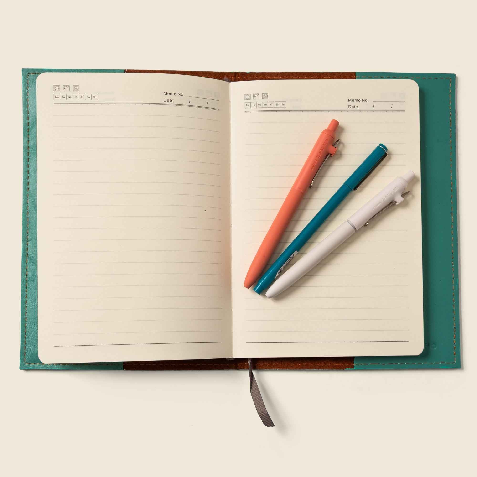 Refillable A5 Leather Notebook Cover – Teal