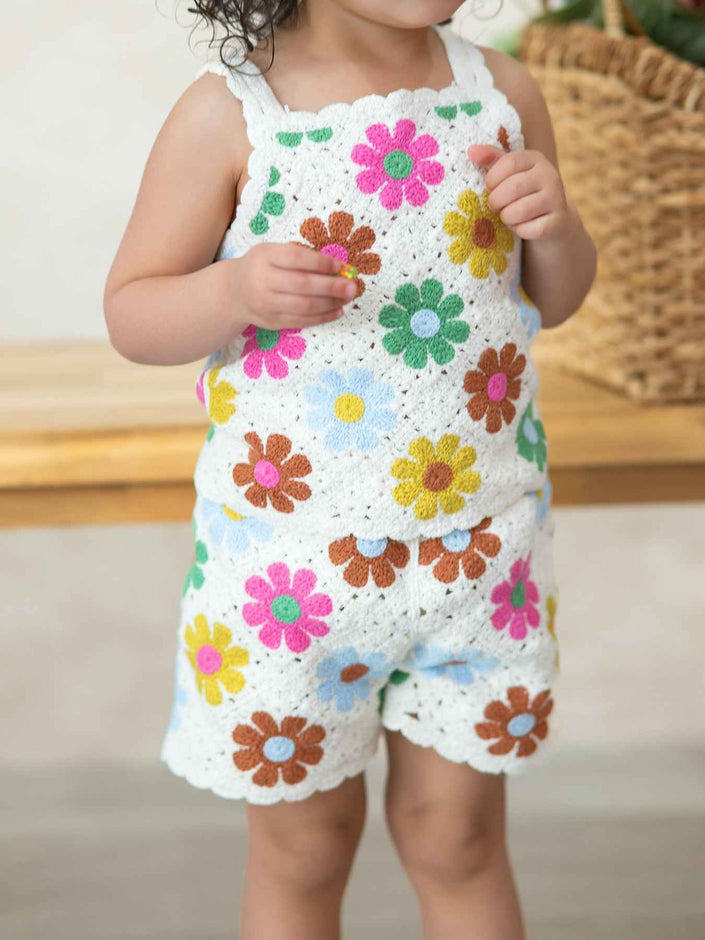Summer Crochet Floral Girl Set