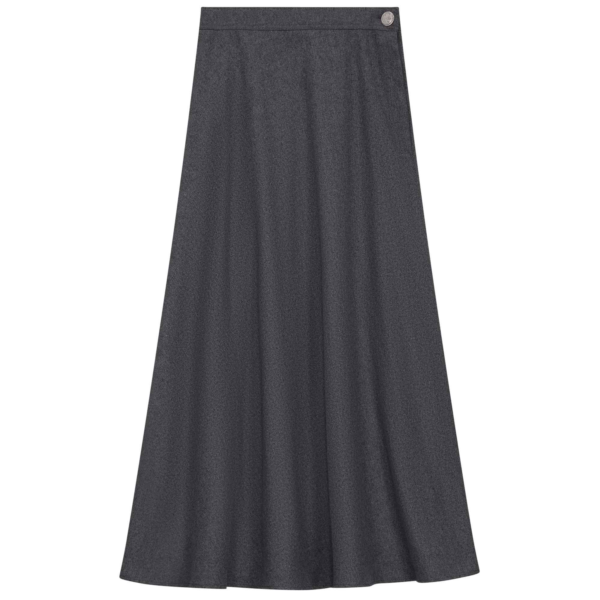 Side Button Paneled Skirt