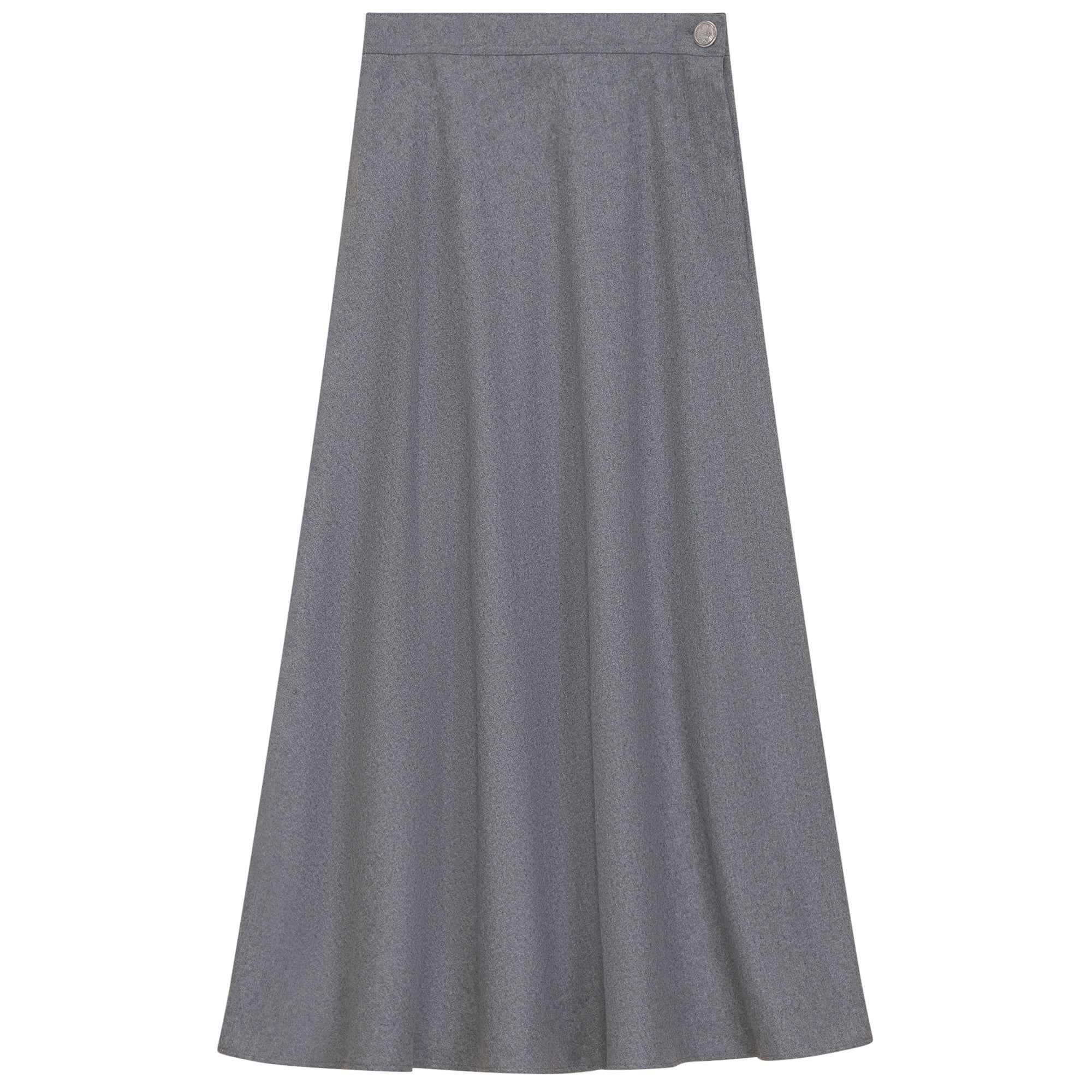 Side Button Paneled Skirt