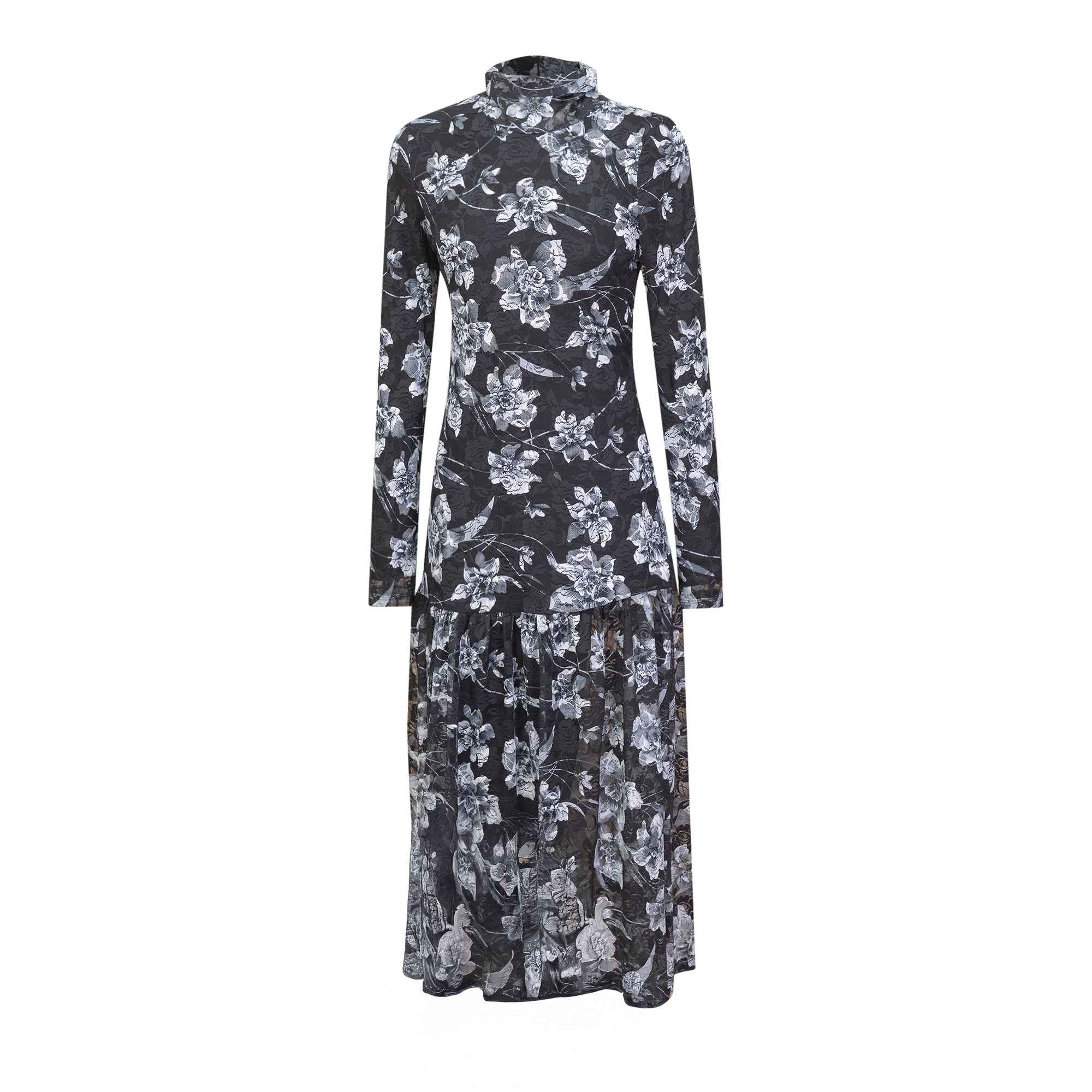 Floral Printed Sheared Dress