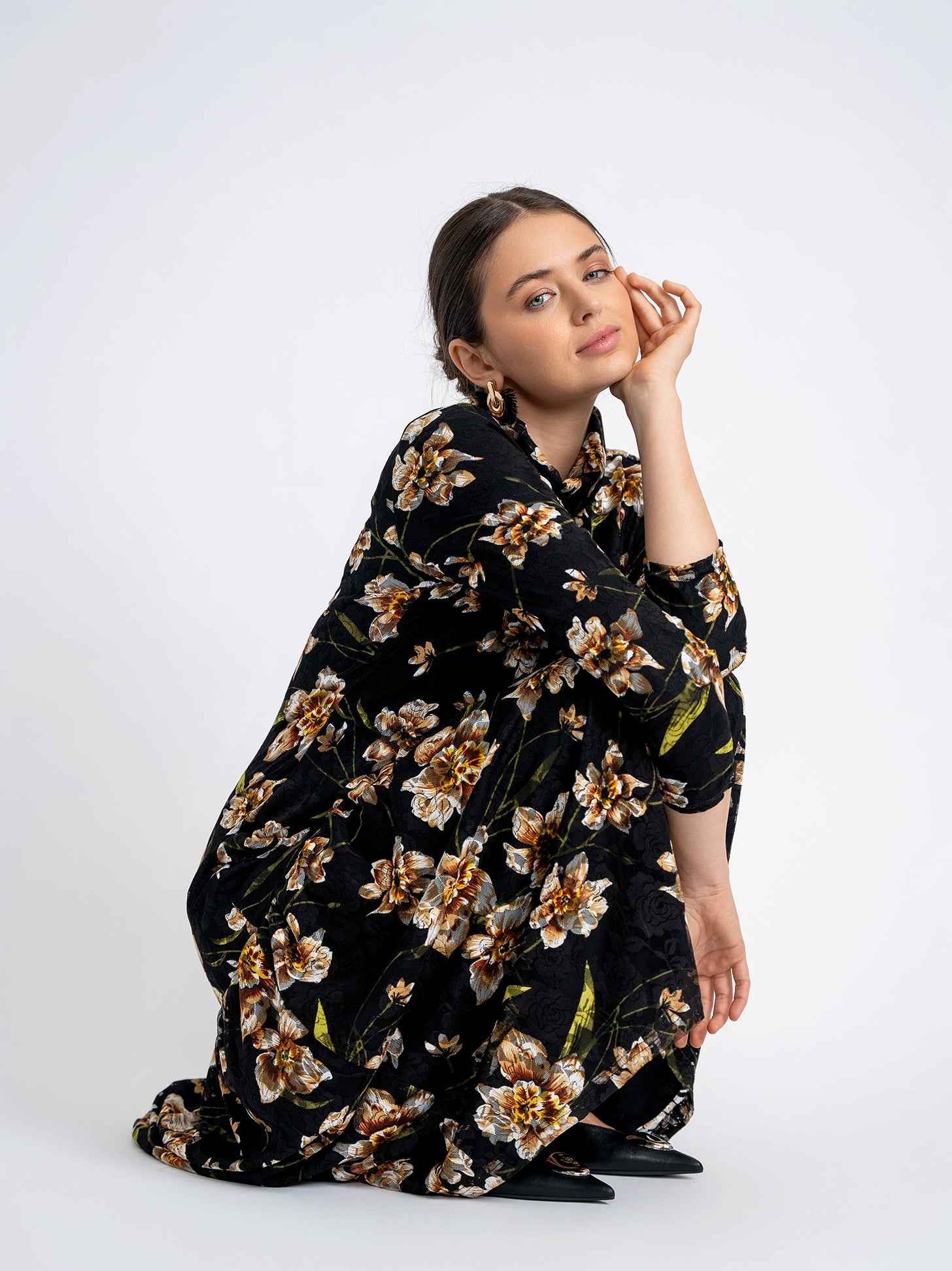 Floral Printed Sheared Dress