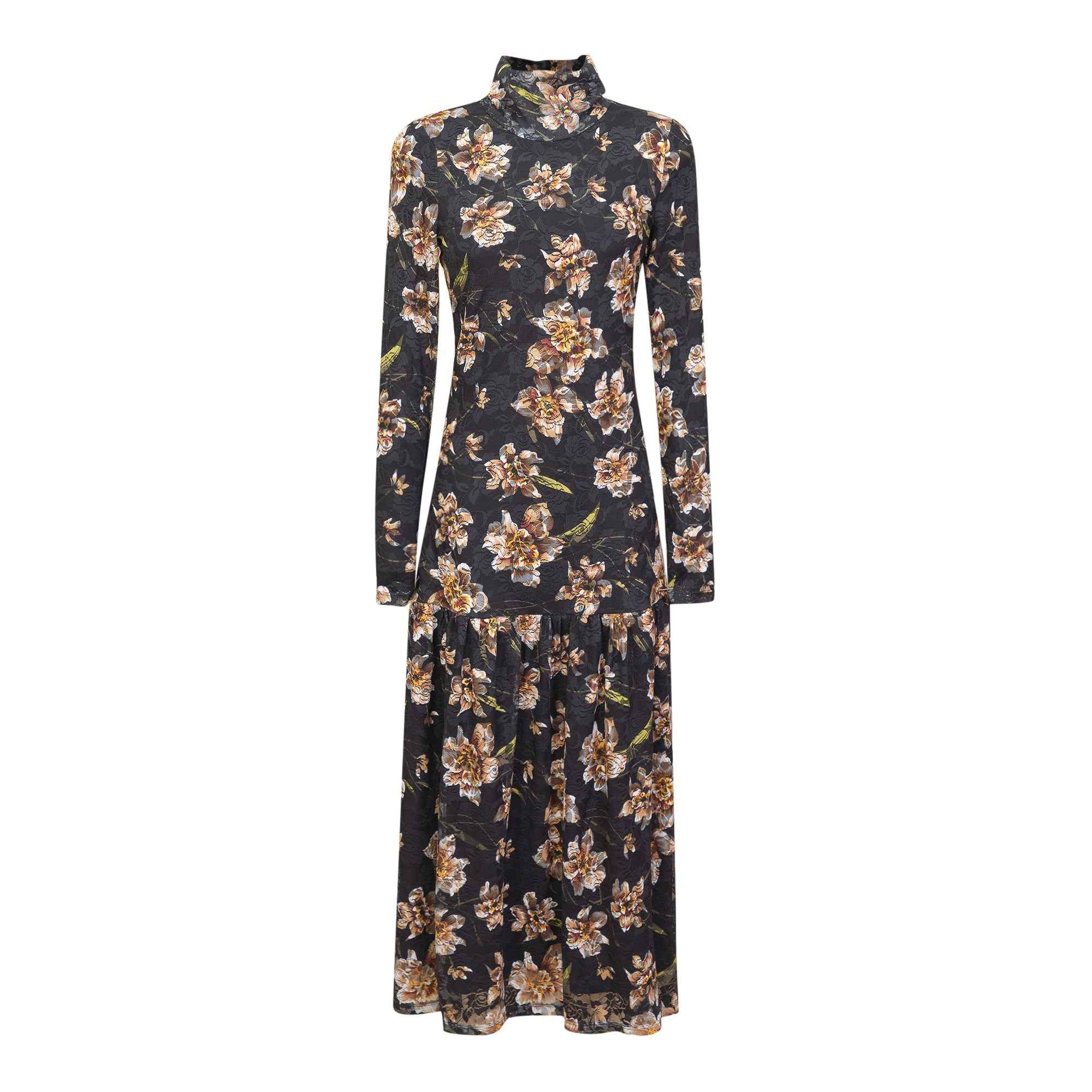 Floral Printed Sheared Dress