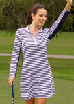 Navy Stripe 1/4 Zip Sport Dress