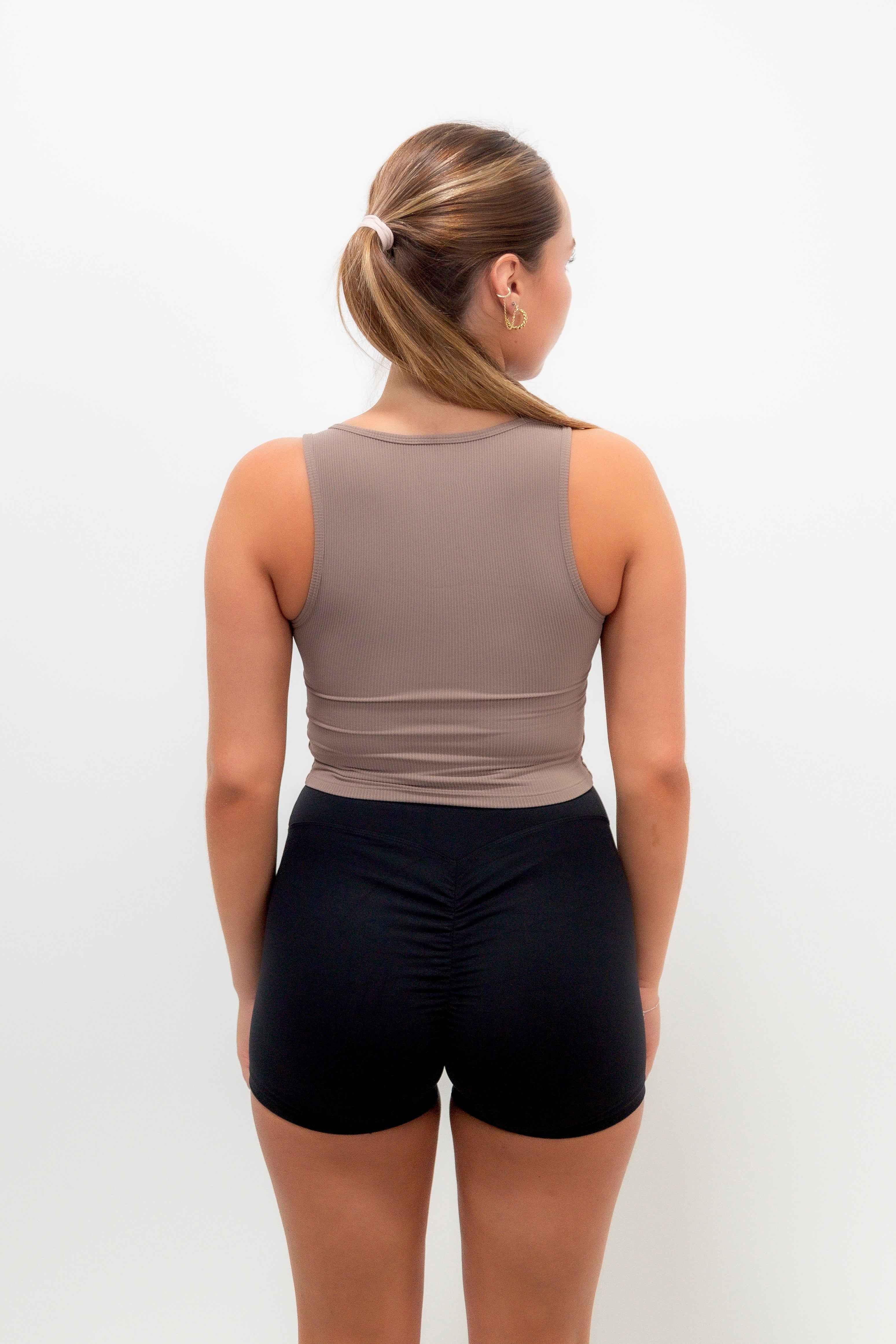 I Am Self Love Ribbed Quick-Dry Butter Taupe Tank