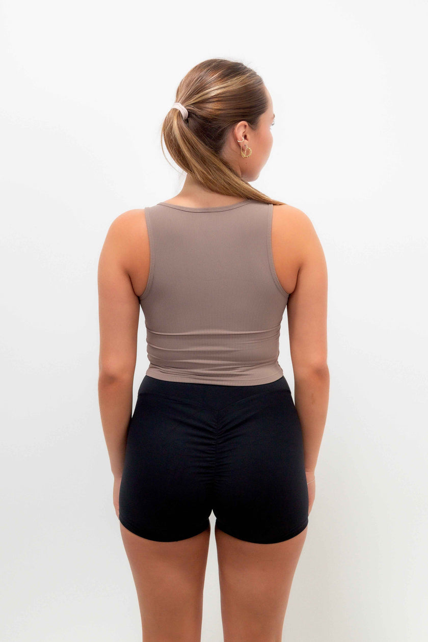 I Am Self Love Ribbed Quick-Dry Butter Taupe Tank