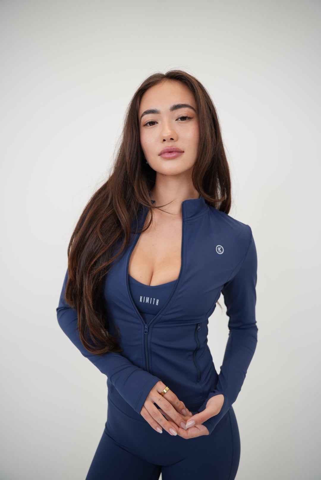 I Live in Luxury Navy Blue Sports Bra